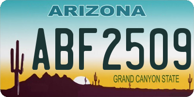 AZ license plate ABF2509