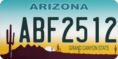 AZ license plate ABF2512