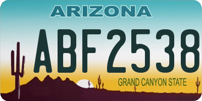 AZ license plate ABF2538