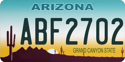 AZ license plate ABF2702