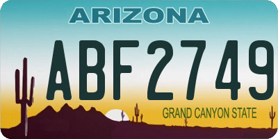 AZ license plate ABF2749