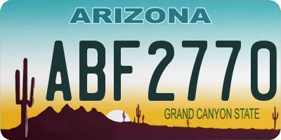 AZ license plate ABF2770