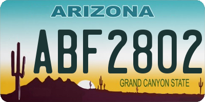 AZ license plate ABF2802
