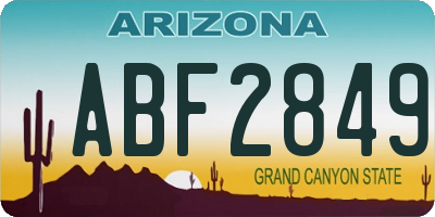 AZ license plate ABF2849