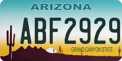 AZ license plate ABF2929