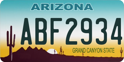 AZ license plate ABF2934