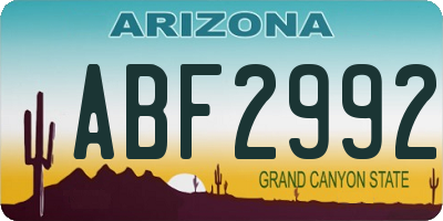 AZ license plate ABF2992
