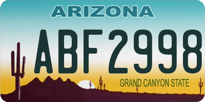 AZ license plate ABF2998
