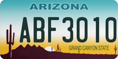 AZ license plate ABF3010