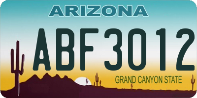 AZ license plate ABF3012