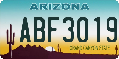 AZ license plate ABF3019