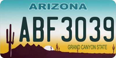 AZ license plate ABF3039