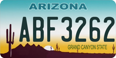 AZ license plate ABF3262