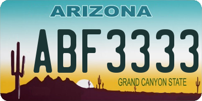 AZ license plate ABF3333