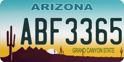 AZ license plate ABF3365