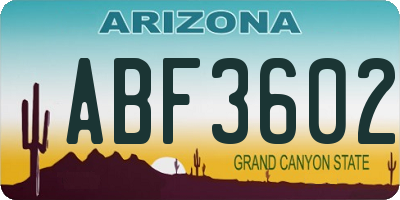 AZ license plate ABF3602