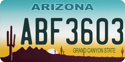 AZ license plate ABF3603