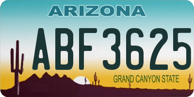 AZ license plate ABF3625
