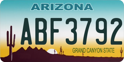 AZ license plate ABF3792