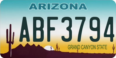 AZ license plate ABF3794