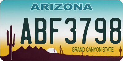 AZ license plate ABF3798