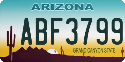 AZ license plate ABF3799