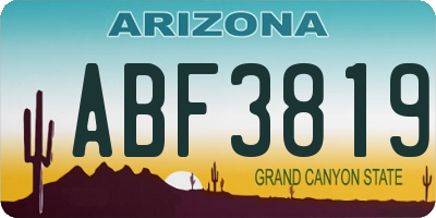 AZ license plate ABF3819