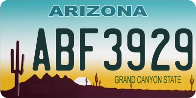 AZ license plate ABF3929