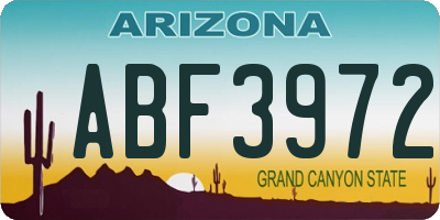 AZ license plate ABF3972