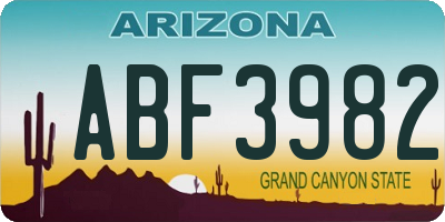 AZ license plate ABF3982