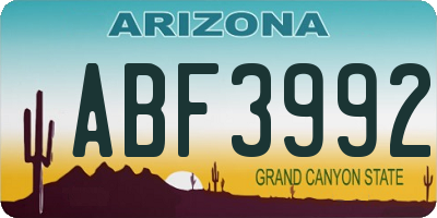 AZ license plate ABF3992