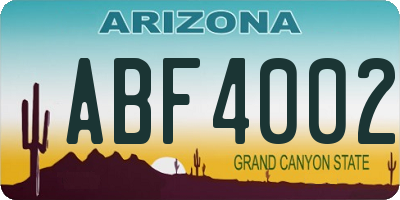 AZ license plate ABF4002