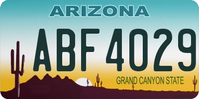 AZ license plate ABF4029