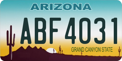 AZ license plate ABF4031