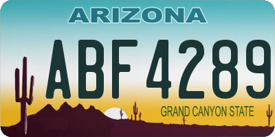 AZ license plate ABF4289