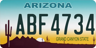 AZ license plate ABF4734