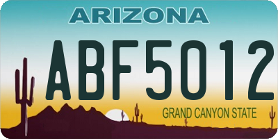 AZ license plate ABF5012