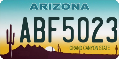 AZ license plate ABF5023