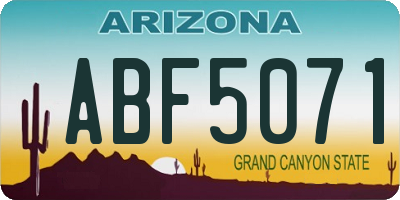 AZ license plate ABF5071