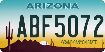AZ license plate ABF5072