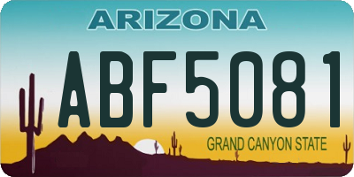 AZ license plate ABF5081