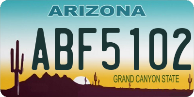 AZ license plate ABF5102