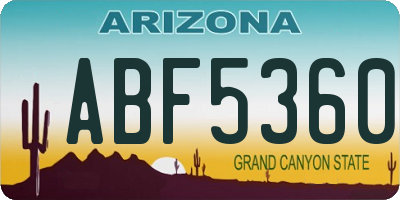 AZ license plate ABF5360