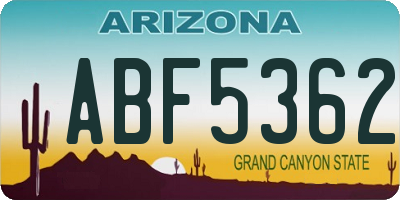 AZ license plate ABF5362
