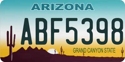 AZ license plate ABF5398