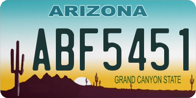 AZ license plate ABF5451
