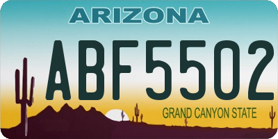 AZ license plate ABF5502
