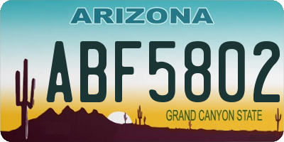 AZ license plate ABF5802