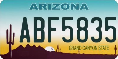 AZ license plate ABF5835