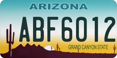 AZ license plate ABF6012